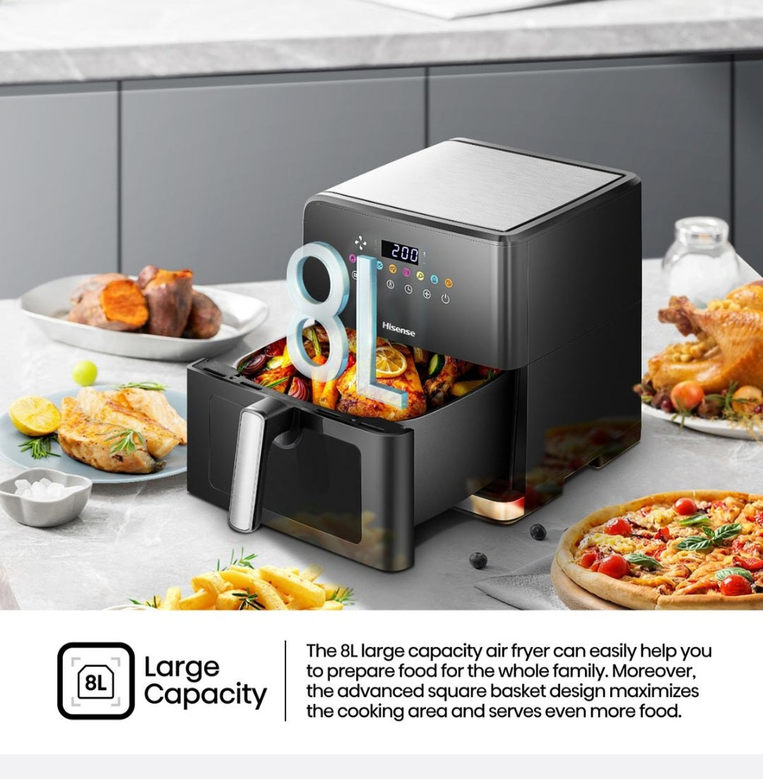 Hisense 8L Air Fryer with Digital Touch Control & Visible Cooking Window