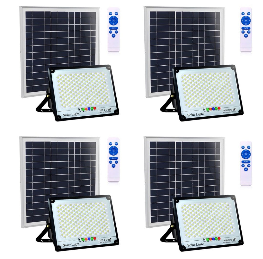 200W LED Solar White Flood Light with Remote Outdoor Auto On/Off