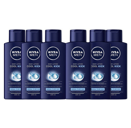 NIVEA MEN Cool Kick Body Lotion with Instant Cooling Complex, 6x400ml