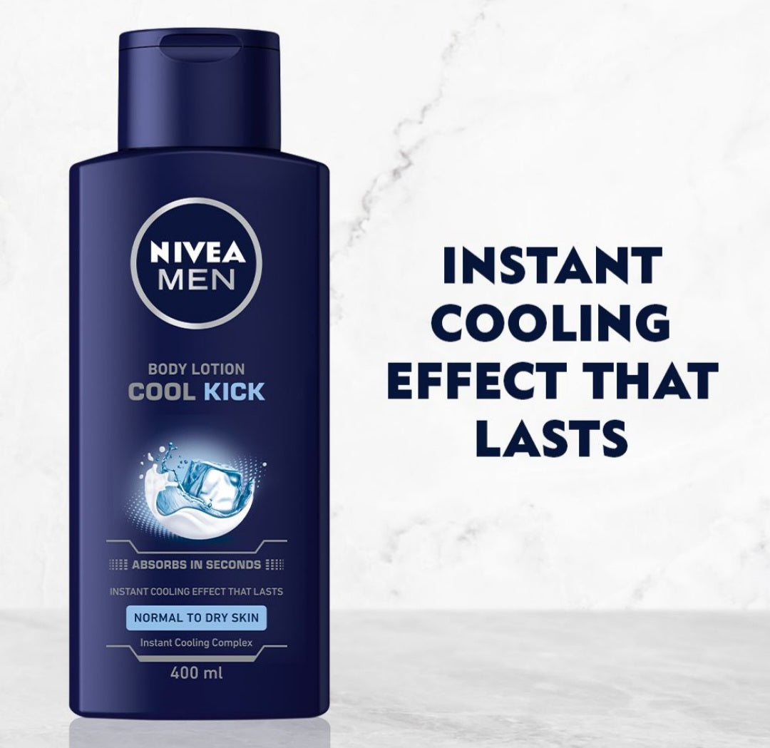 NIVEA MEN Cool Kick Body Lotion with Instant Cooling Complex, 6x400ml