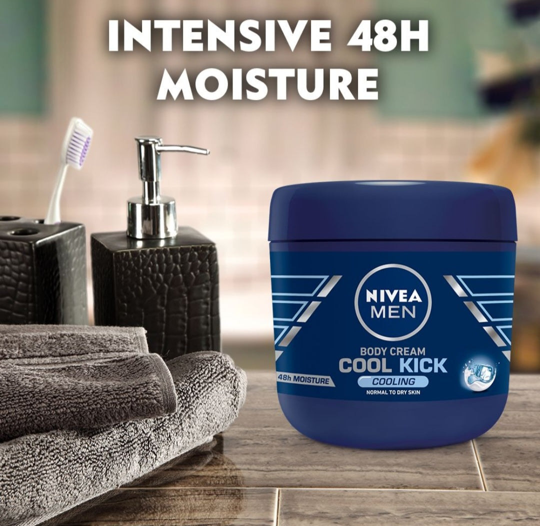 NIVEA MEN Cool Kick Body Cream with Instant Cooling Complex, 6x400ml