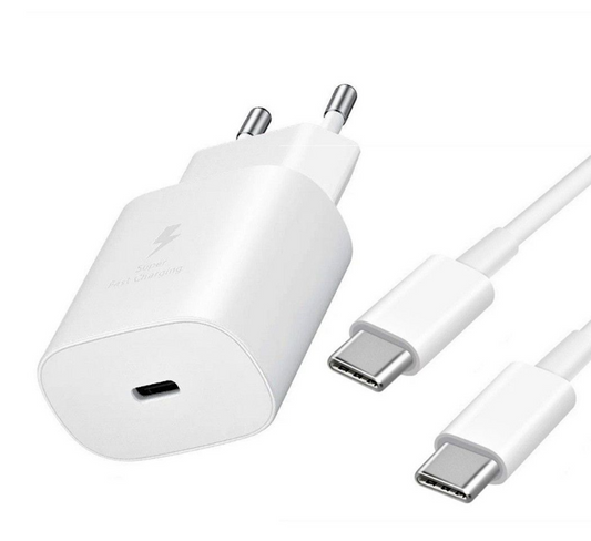 Fast Charging Wall Charger (PD 20W) + Type C to Type C Charging Cable - 1m