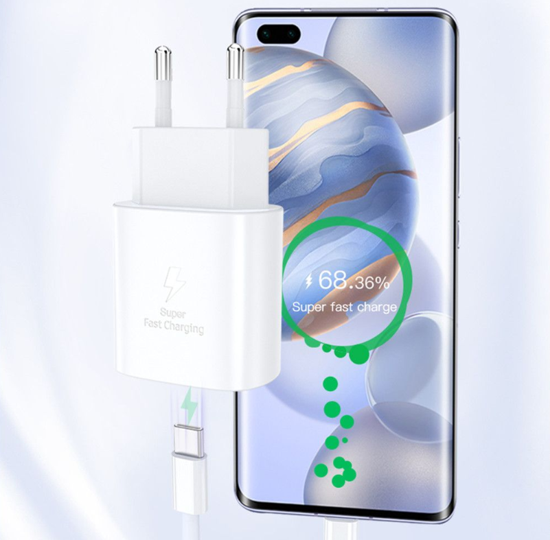 Fast Charging Wall Charger (PD 20W) + Type C to Type C Charging Cable - 1m