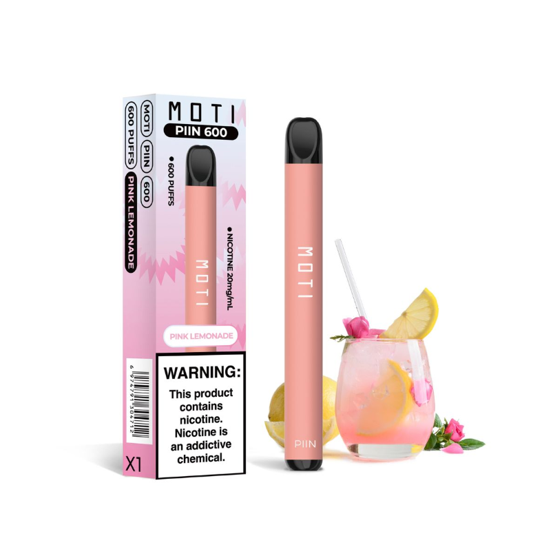 Moti Piin- Disposable Vaping Device - 600 Puffs - Nic 2% Pink Lemonade