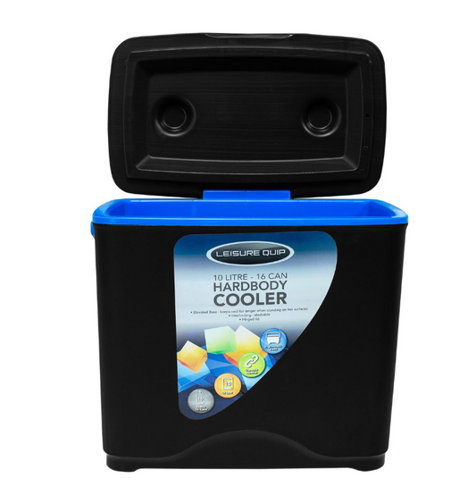 Leisure Quip Hard Body Cooler Box Black - Blue Inner- Capacity 10L /16 Cans