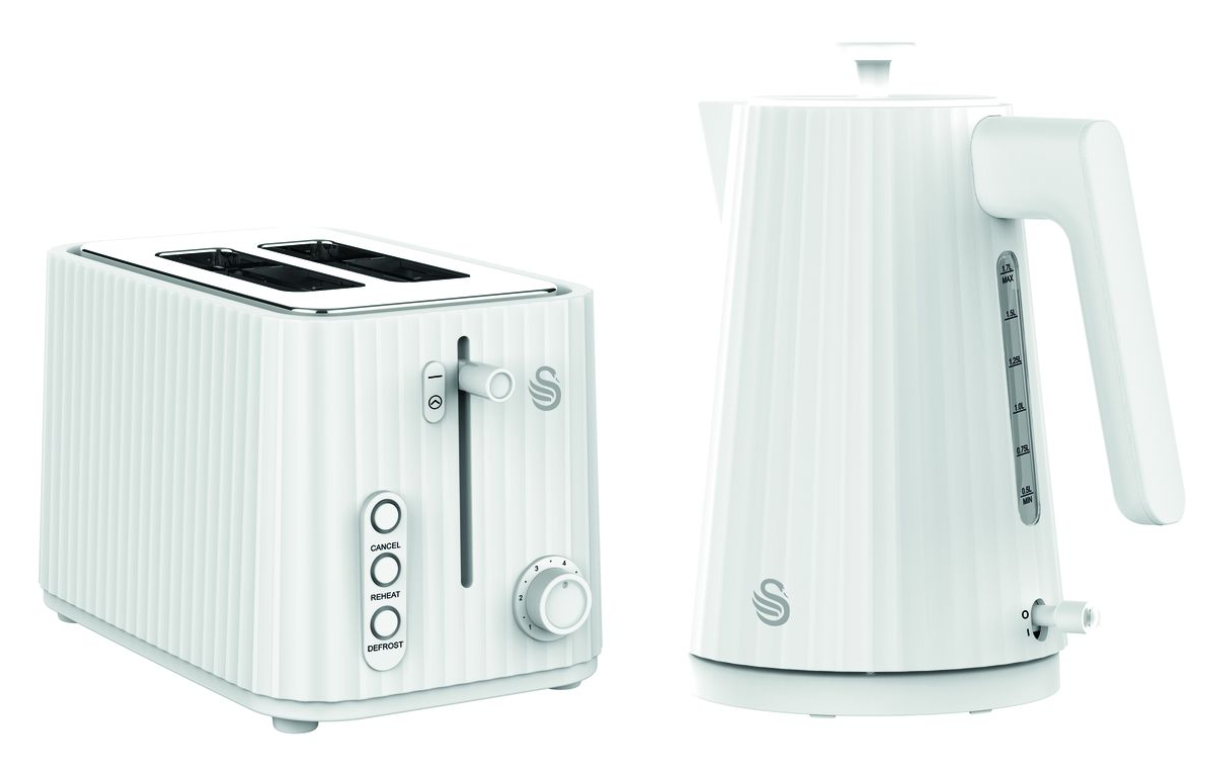 Swan Wave 1,7 Litre Cordless Kettle & 2 Slice Toaster Breakfast Pack White