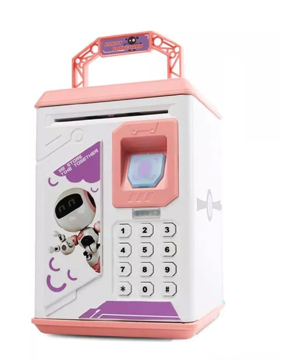 Robot Piggy Bank Kids ATM Electronic Fingerprint Password Money Safe