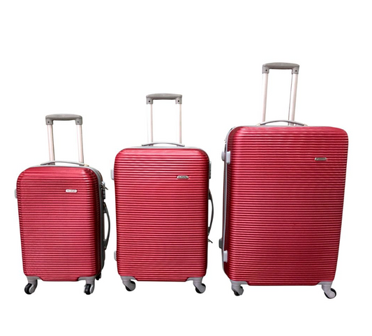 3 Piece Hard Outer Shell Luggage Set - Red