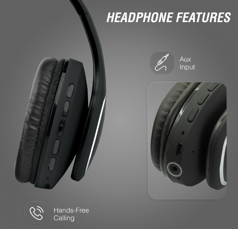 Volkano Phonic Series Bluetooth Headphones - Black