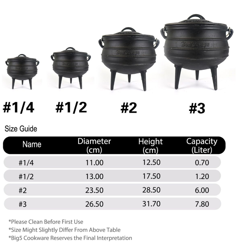 Bon Voyage No. 3 Cast Iron Potjie Pot 7.8 Liter