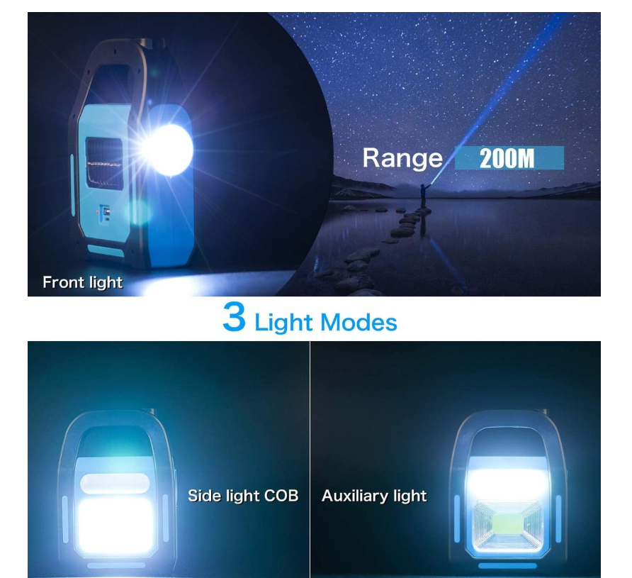 3 in 1 Solar USB Rechargeable Brightest COB LED Camping Lantern-Blue 4Pack