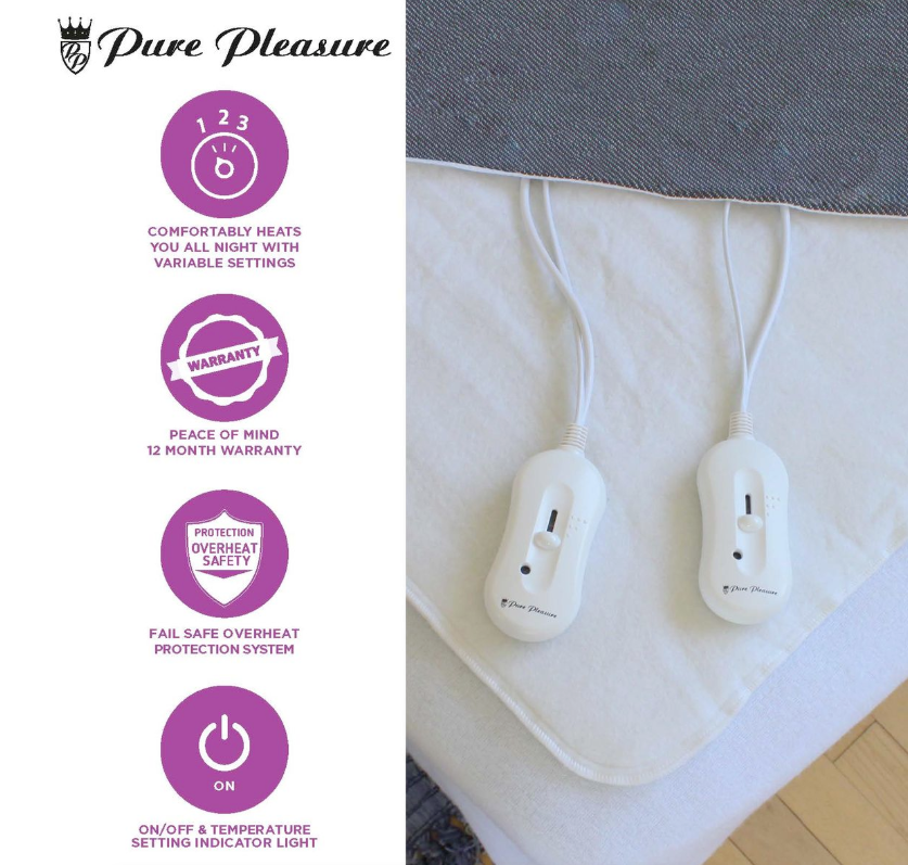 PURE PLEASURE - DOUBLE TIE-DOWN ELECTRIC BLANKET 137x150