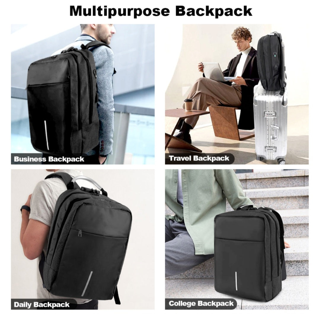 Anti-Theft Backpack Laptop Bag with USB Charging &Headphone Port & Lockable