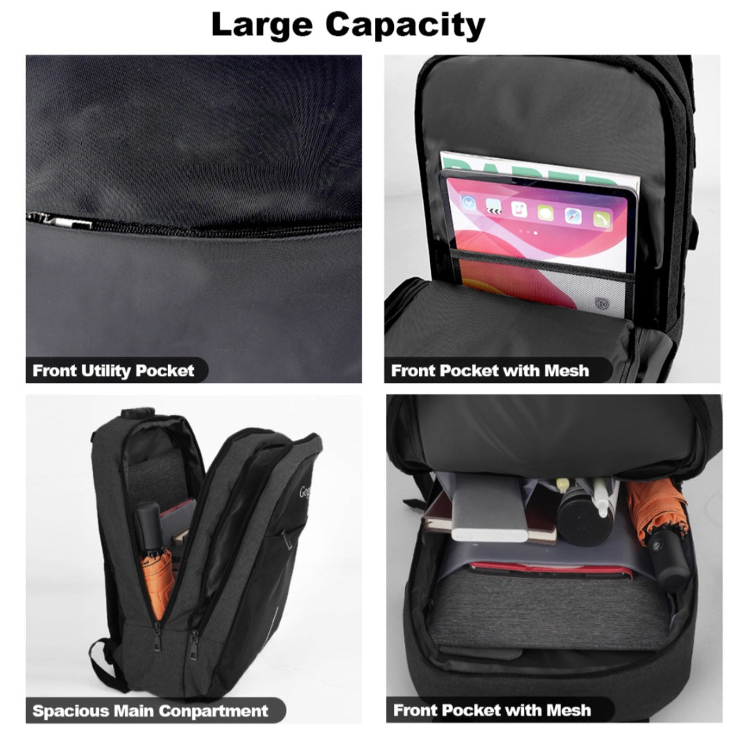 Anti-Theft Backpack Laptop Bag with USB Charging &Headphone Port & Lockable