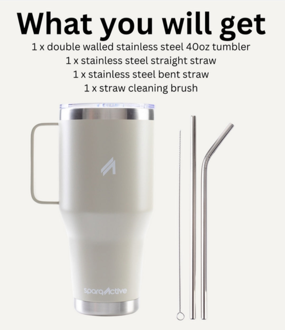 Stainless Steel Double Wall Travel Mug with straw 40oz 1.18L