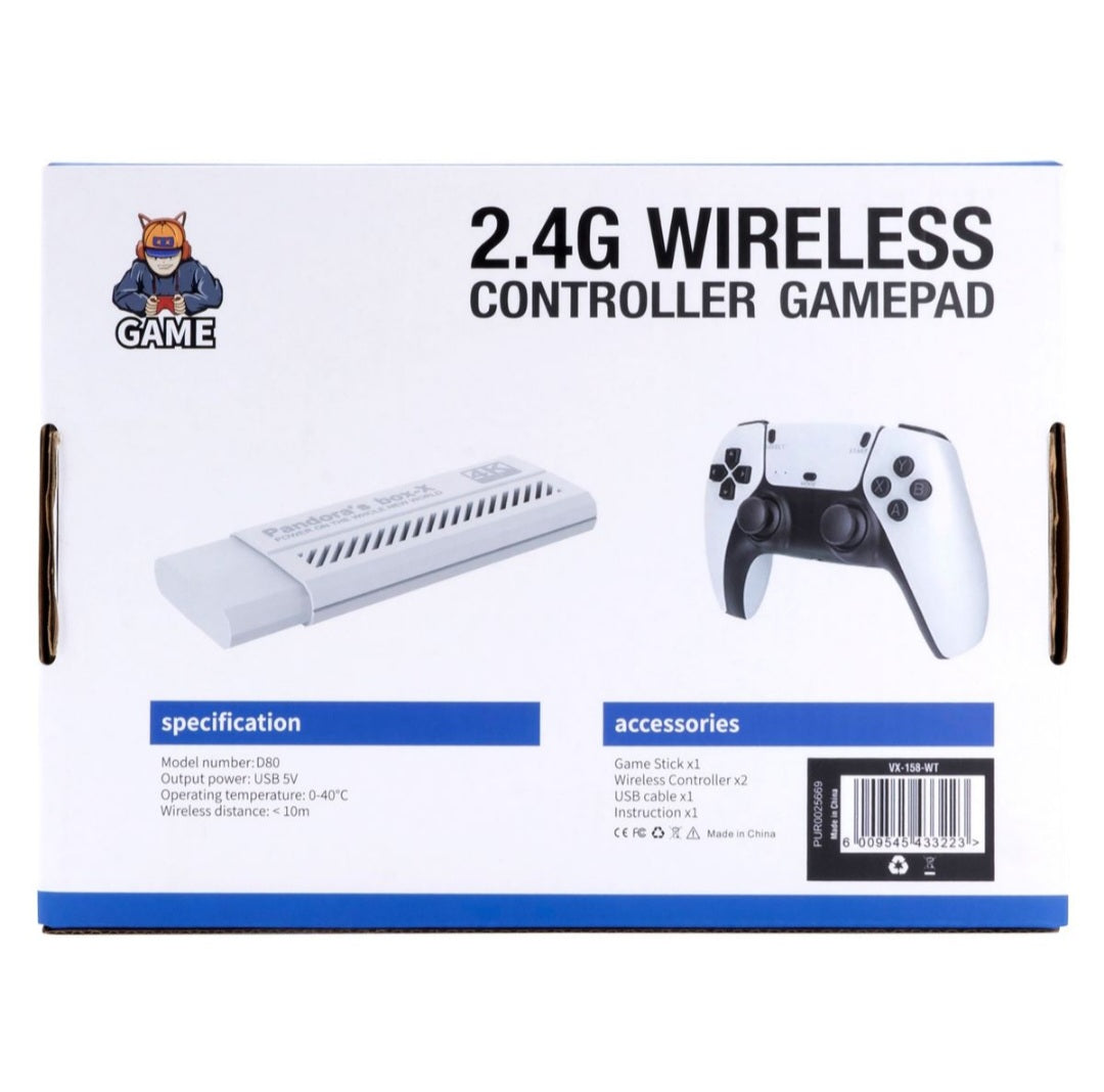 4K Pro Game Console with Wireless Controllers - White