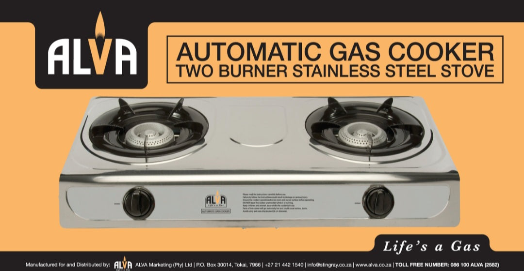 ALVA Double Burner LP Gas Stove | Stainless Steel Body | 2 Plate